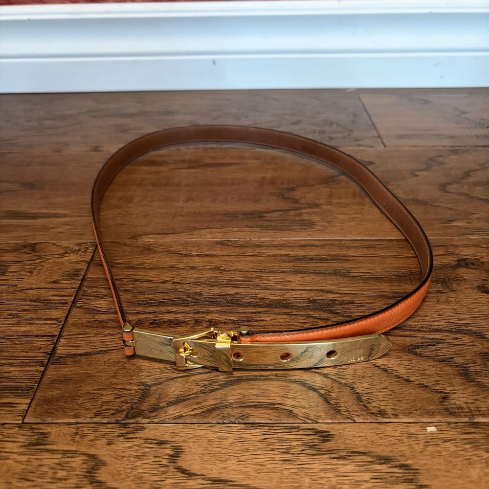 Vintage Runway Ralph Lauren 96 Belt 90s Gold Buckle Small Women 27-29 FW 1996